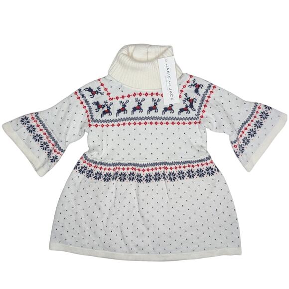 Janie and Jack Fair Isle Holiday Reindeer Sweater Dress - Picture 4 of 9